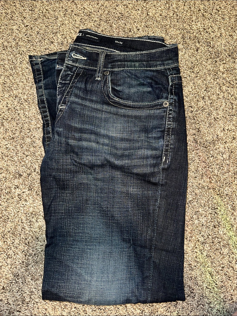 BKE Men's Dark Blue Jeans - Classic Straight Fit